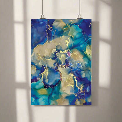 Gold Embossed Alcohol Ink Portrait, by our Taino Artist, Kizzie Suriel | Premium Museum Quality Poster Print - Tree of Life Art