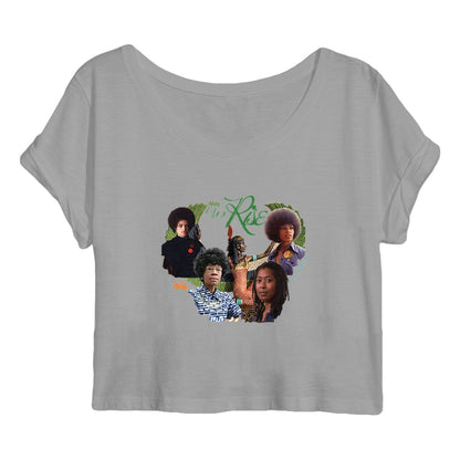 Organic cotton women's crop top with MAAT-inspired art and message