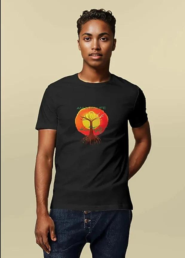 Know Thyself Ankh of Life Premium 100% organic cotton unisex T-shirt, designed by Tree of Life Art, features iconic spiritual symbols for universal appeal.