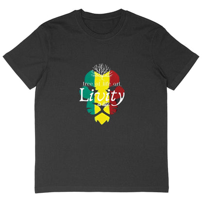 Livity Men's Oversized T-shirt, made from organic recycled cotton, available in sizes XS to 4XL, designed by Tree of Life Art, promoting sustainable fashion.