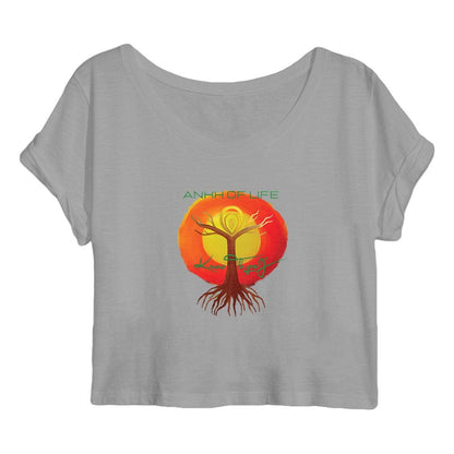 Know Thyself Crop Top in 100% organic cotton, lightweight with rolled sleeves, offered by Tree of Life Art, sizes S to XL for eco-conscious spiritual style.