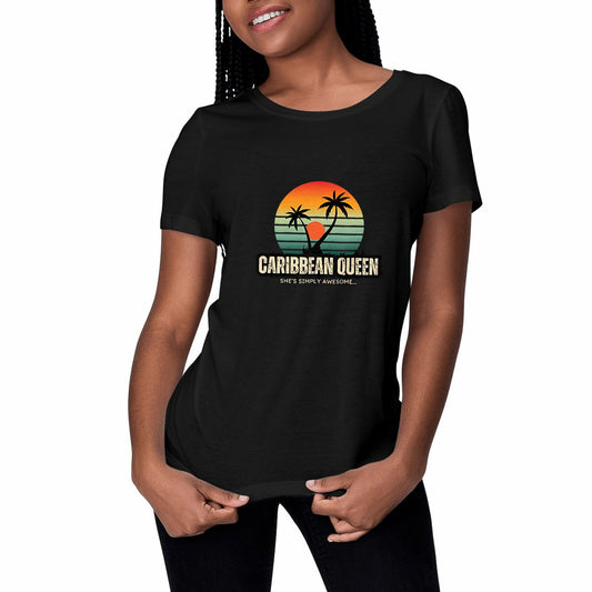 Caribbean Queen Premium Woman's T-Shirt - 100% Organic Cotton | Tree of Life Art - Tree of Life Art