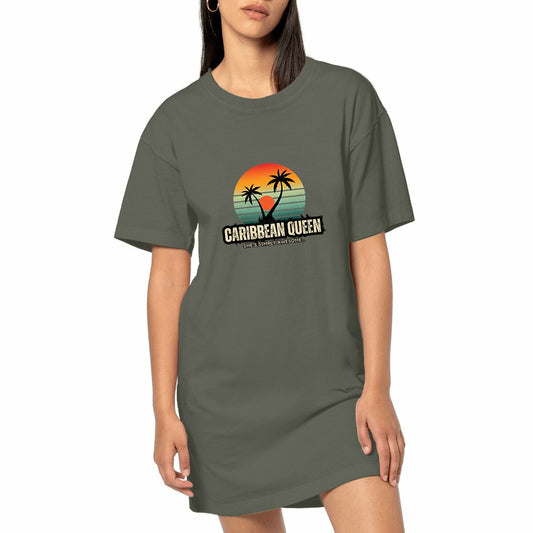 Caribbean Queen T-Shirt Dress - Premium 100% Organic Cotton | Tree of Life Art - Tree of Life Art