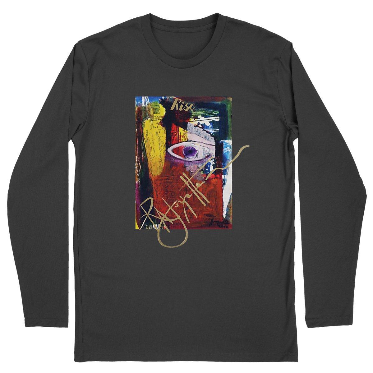 Rise! Dedication to Haiti Earthquake Disaster Premium Men's Medium Fit Organic Long Sleeve T-shirt, symbolizing support and resilience, crafted by Tree of Life Art.