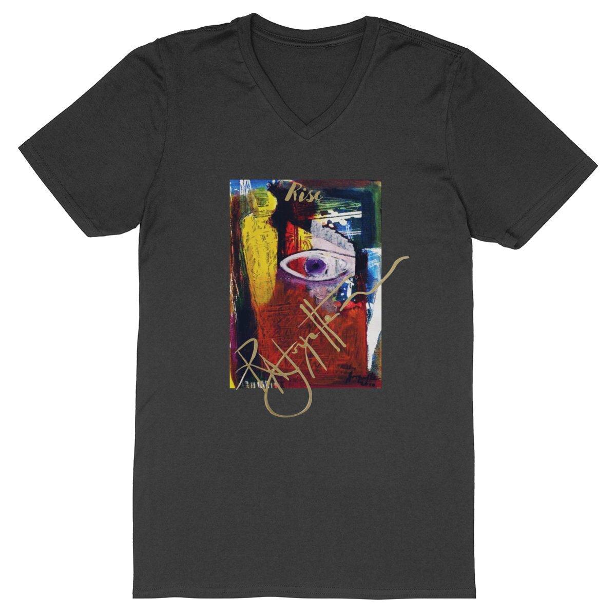 Rise! Dedication to Haiti Earthquake Disaster Men's V-Neck 100% Cotton Change T-shirt by Tree of Life Art, supporting recovery with a stylish and meaningful design.