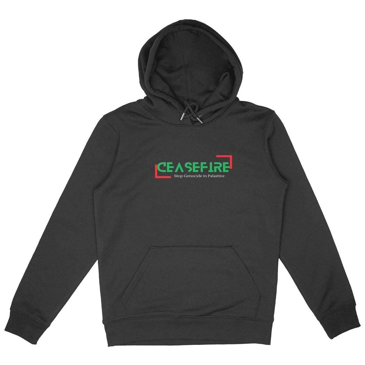 Ceasefire Palestine unisex premium hoodie, heavyweight medium fit, designed by Tree of Life Art, promotes peace in a sustainable fashion.