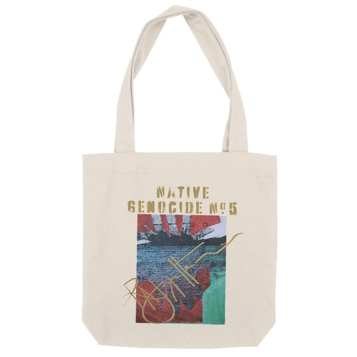 Native Genocide #5 Premium Heavyweight Totebag, designed by Tree of Life Art, durable and sustainable, ideal for everyday use or advocacy events.