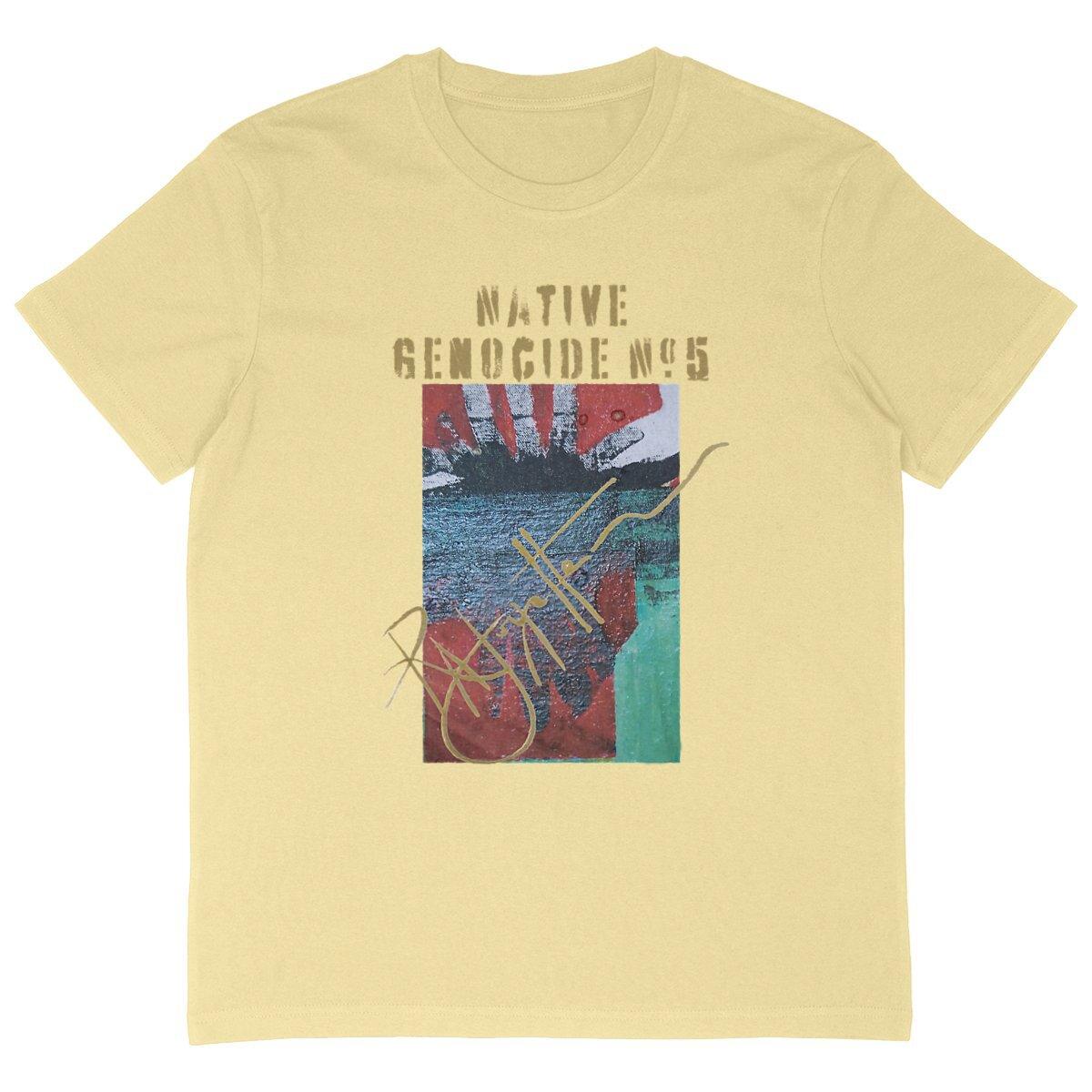 Native Genocide #5 Men's Premium Heavyweight Oversized T-shirt, crafted from organic cotton, designed by Tree of Life Art, for eco-sustainable style and comfort.
