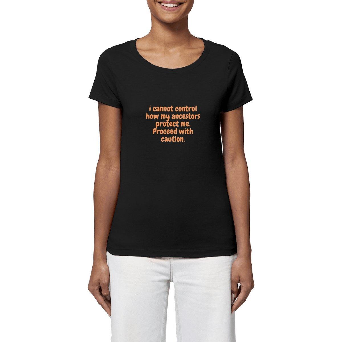 Ancestors Protection premium woman's T-shirt, made from 100% organic cotton, designed by Tree of Life Art, ideal for sustainable fashion enthusiasts.