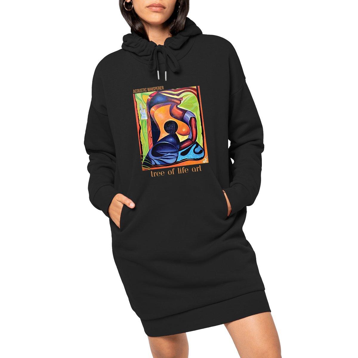 Acoustic Whisperer premium plus hoodie dress in eco-friendly comfort fit, designed by Tree of Life Art, perfect for relaxed yet stylish wear.