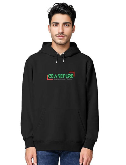Ceasefire Palestine unisex premium hoodie, heavyweight medium fit, designed by Tree of Life Art, promotes peace in a sustainable fashion.