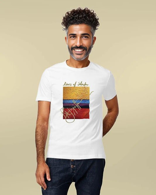 Lines of Shadow Unisex T-shirt, made from 100% organic cotton, designed by Tree of Life Art, combines environmental responsibility with artistic flair.